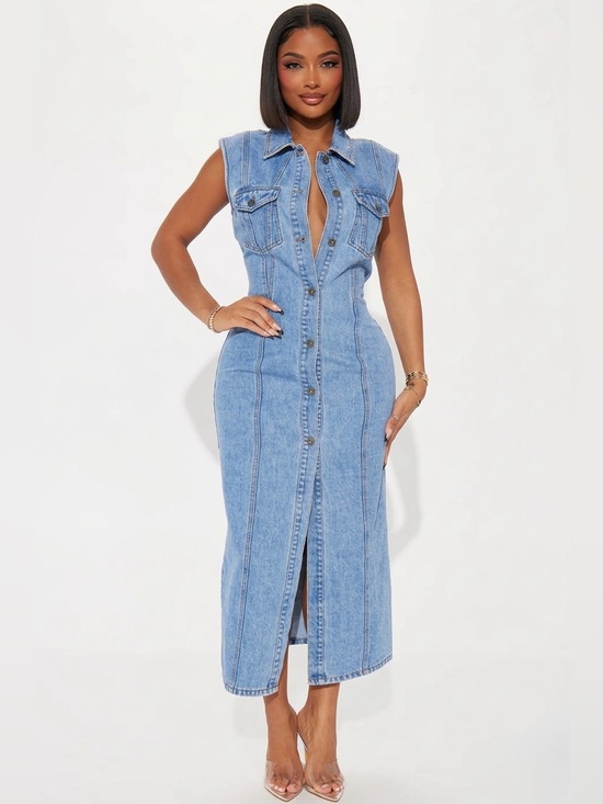 Fashion Nova Dresses & Skirts - FASHION NOVA TALLAHASSEE DENIM MAXI size M